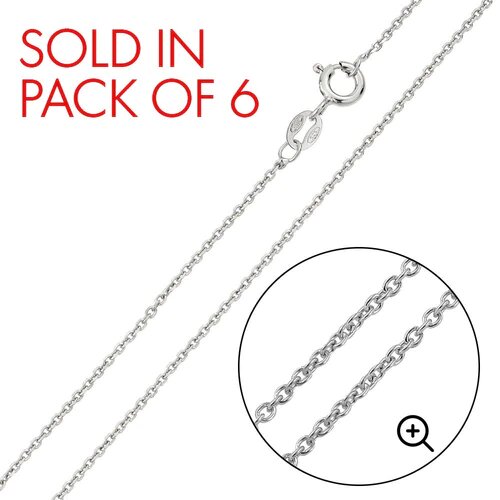 Pack of 6 Italian Sterling Silver Rhodium Plated Anchor Chain 035-1.35 MM with Spring Clasp Closure