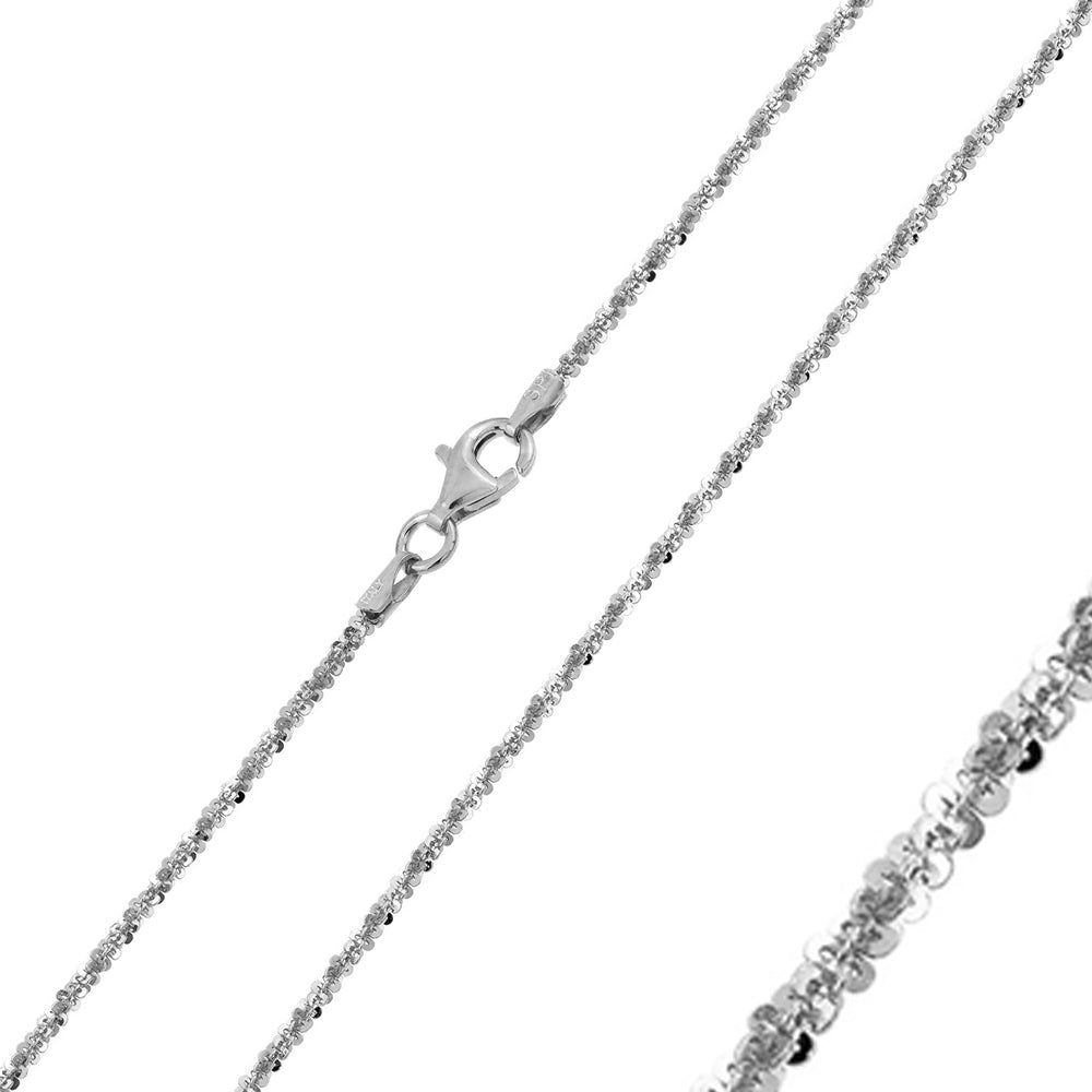 Sterling Silver Rhodium Plated Shinny Rock 025 Chain