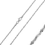 Sterling Silver Rhodium Plated Shinny Rock 025 Chain