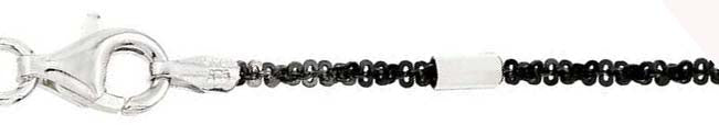 Italian Sterling Silver Black Rhodium Plated Roc Chain with Diamond Cut Tube 030 with Lobster Clasp Closure