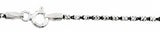 Italian Sterling Silver Black Rhodium Plated Diamond Cut Black and White Tube 2 Brite Chain 030 1.4mm with Spring Clasp Closure