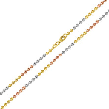 Load image into Gallery viewer, Sterling Silver Tri Color Plated Wave Design Diamond Cut Beads Chain