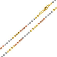 Load image into Gallery viewer, Sterling Silver Tri Color Plated Wave Design Diamond Cut Bead 025 Chains