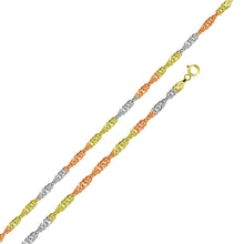 Load image into Gallery viewer, Sterling Silver Tri Color Plated Singapore 025 Chain