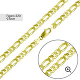 Sterling Silver Gold Plated Super Flat Figaro 200-8.9mm Chain