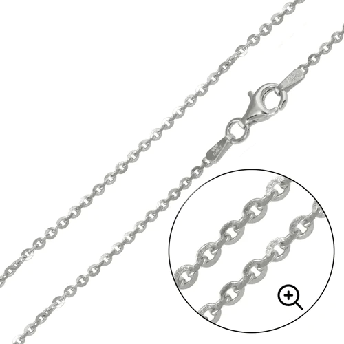 Sterling Silver Rhodium Plated Brillantina Diamond Cut 2.1mm Chain