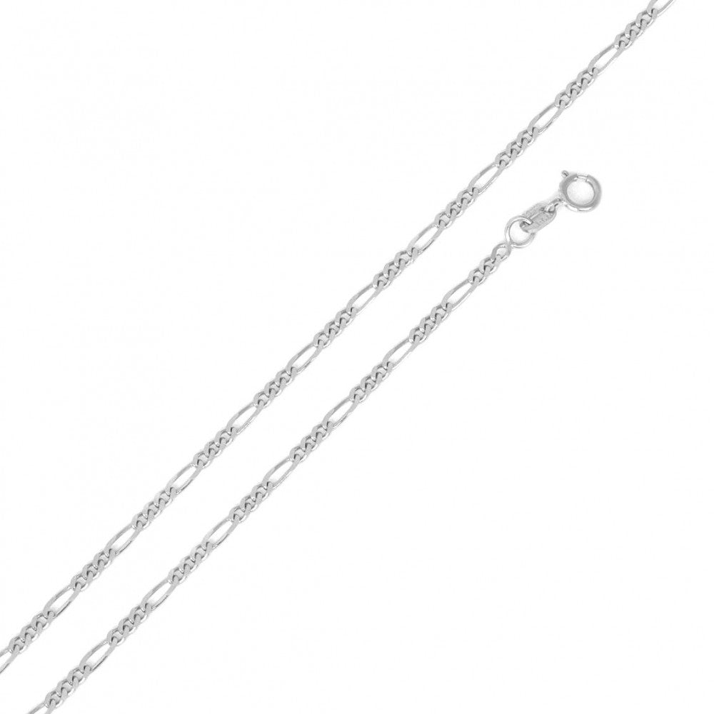 Sterling Silver Rhodium Plated Figaro 035-1.2mm Chain