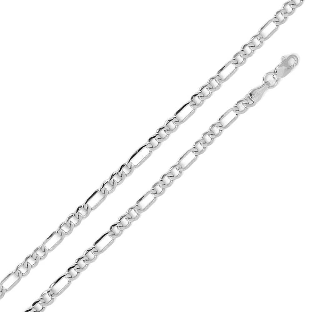 Sterling Silver Rhodium Plated Figaro 4mm-120 Chain