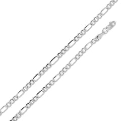 Sterling Silver Rhodium Plated Flat Light Figaro 4.4mm-120 Chain