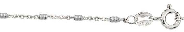 Italian Sterling Silver Rhodium Plated Diamond Cut Tube Chain 1.2 MM with Spring Clasp Closure