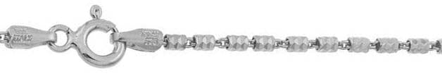 Italian Sterling Silver Rhodium Plated Diamond Cut Close Tube Chain 1.3 MM with Spring Clasp Closure