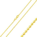 Italian Steling Silver Gold Plated Horizontal Diamond Cut Bead Chain 1.8 MM with Lobster Clasp Closure
