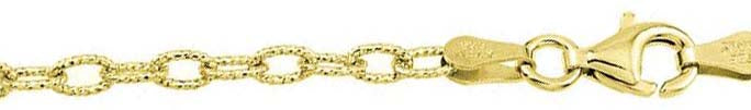 Italian Sterling Silver Gold Plated Wire Oval Loop Chain 080-3.7 MM with Lobster Clasp Closure