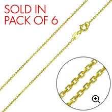 Load image into Gallery viewer, Pack of 6 Italian Sterling Silver Gold Plated Diamond Cut Cable Rolo Chain 035-1 MM with Spring Clasp Closure