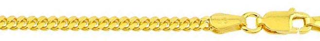 Italian Sterling Silver Gold Plated Miami Curb Chain Link 100-3.4 MM with Lobster Clasp Closure