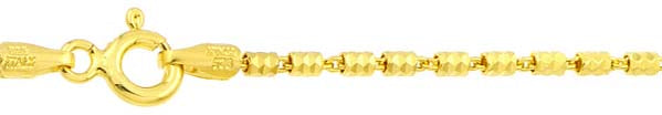 Italian Sterling Silver Gold Plated Tube Brite Chain 1.4 MM with Spring Clasp Closure