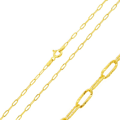 Sterling Silver Gold Plated 2.4mm Wide Oval DC Paperclip Link Chain