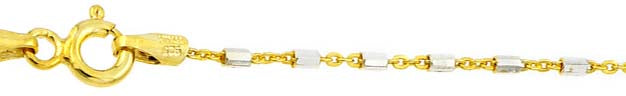 Italian Sterling Silver Gold Plated 2 Toned Diamond Cut Tube Link Chain 1.3 MM with Spring Clasp Closure