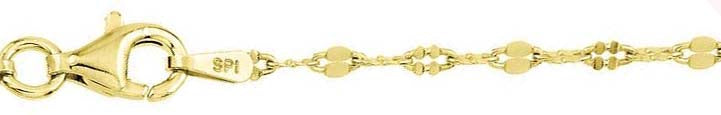 Italian Sterling Silver Gold Plated Diamond Cut Confetti Link Chain 2.2 MM with Spring Clasp Closure