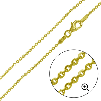 Sterling Silver Gold Plated Brillantina Diamond Cut 040-1.75mm Chain Bracelet