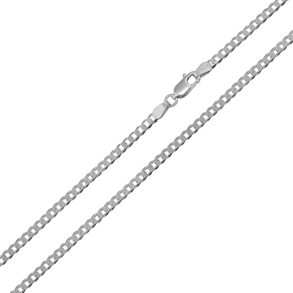 Sterling Silver Rhodium Plated Super Flat curb 2.3mm-060 Chain