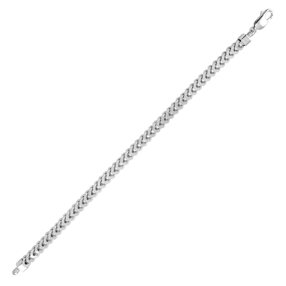 Sterling Silver Rhodium Plated 5.75mm Franco Bracelet