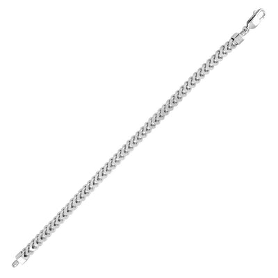 Sterling Silver Rhodium Plated 5.75mm Franco Bracelet