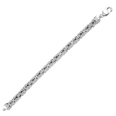 Sterling Silver Rhodium Plated Byzantine Bracelet