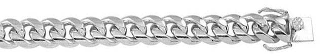 Italian Sterling Silver Rhodium Plated Miami Curb Chain 10.8 mm with Lobster Clasp Closure