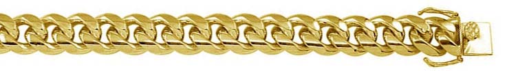 Italian Sterling Silver Gold Plated Miami Curb Chain Link 14.5 MM with Lobster Clasp Closure