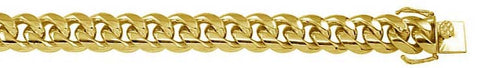 Italian Sterling Silver Gold Plated Miami Curb Chain Link 10.9 MM with Lobster Clasp Closure