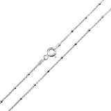 Sterling Silver Rhodium Plated Diamond Cut Beaded Chain