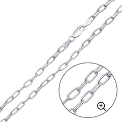 Sterling Silver Rhodium Plated 3.1mm Oval Paperclip Link Chain