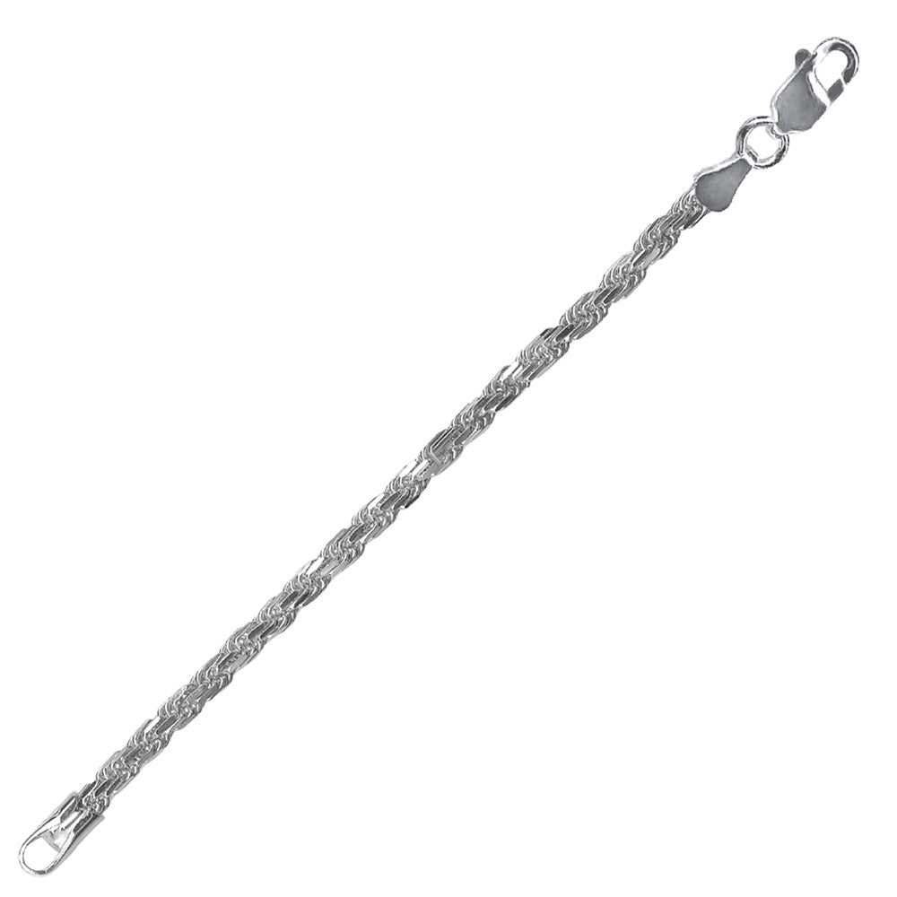 Sterling Silver Diamond Cut High Polished Rope 080-3.7mm Bracelet
