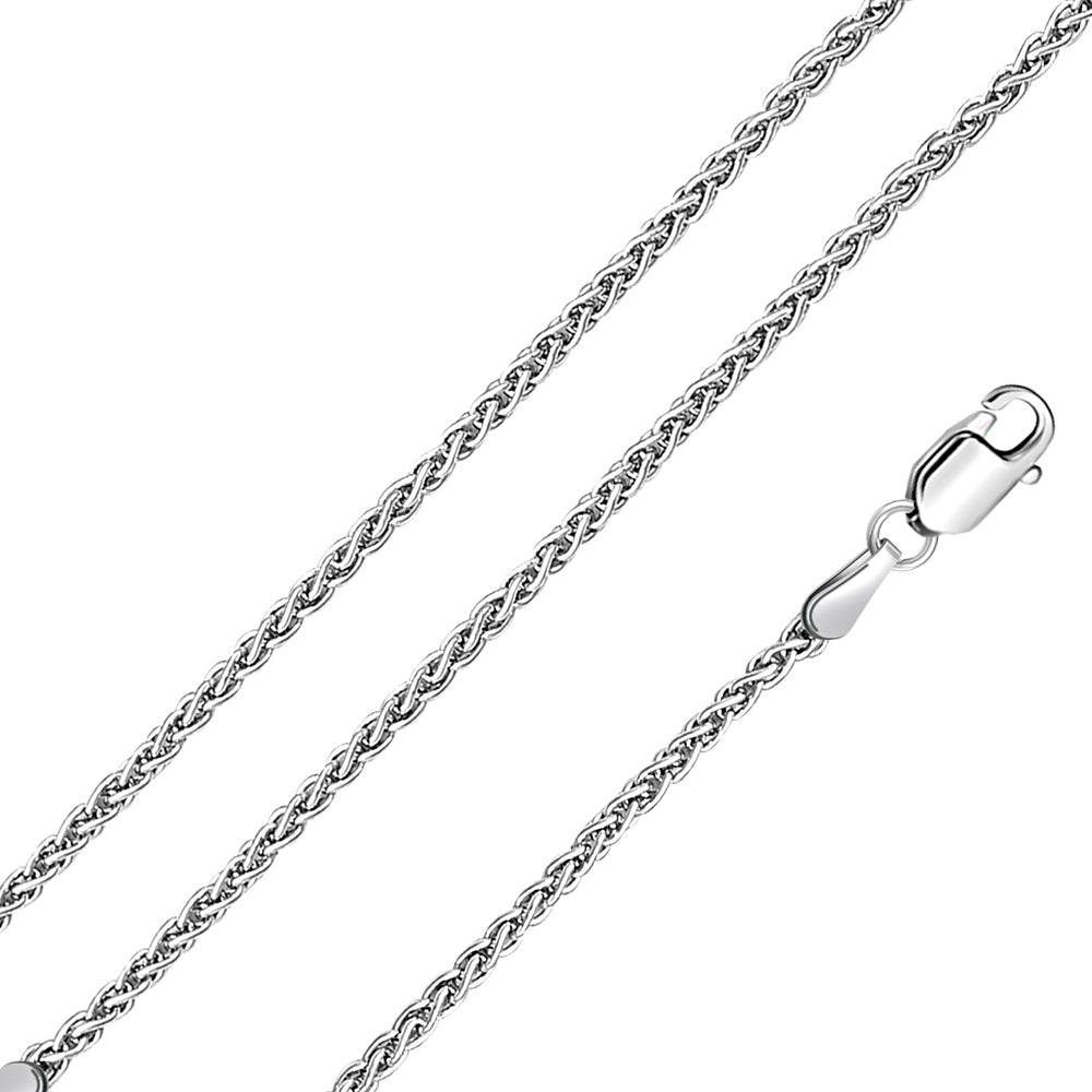 Sterling Silver High Polished Wheat 2.5mm-080 Chain with Lobster Clasp Closure