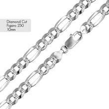 Load image into Gallery viewer, Sterling Silver Figaro 250 Super Flat Diamond Cut Bracelet