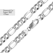 Load image into Gallery viewer, Sterling Silver Super Flat Figaro 300 Diamond Cut Bracelet