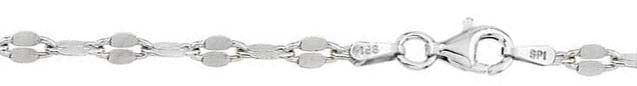 Sterling Silver High Polished Moka Confetti 030-2mm Chain Link with Spring Clasp Closure