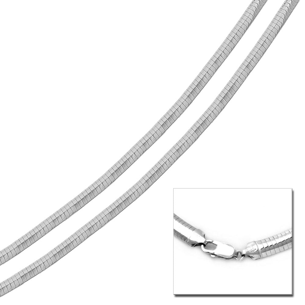 Sterling Silver High Polished Flat 4mm Omega Chainﾠ