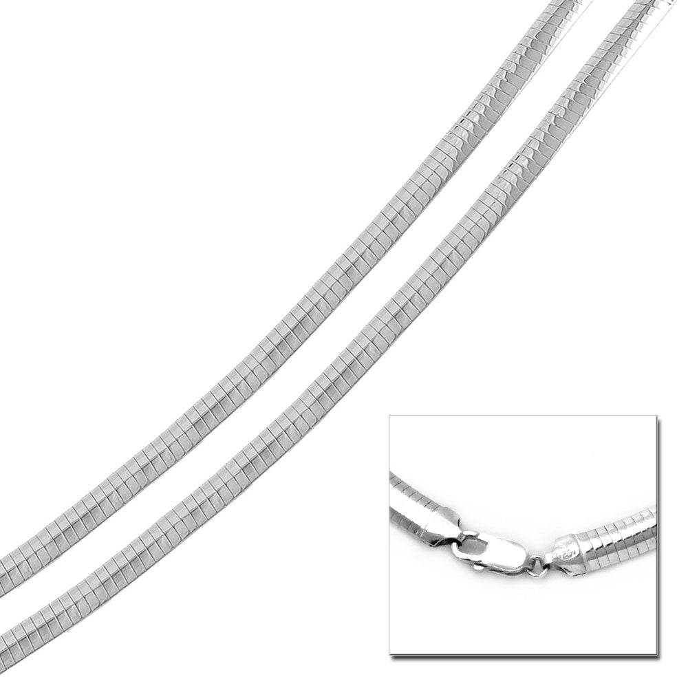 Sterling Silver High Polished Flat 5mm Omega Chainﾠ
