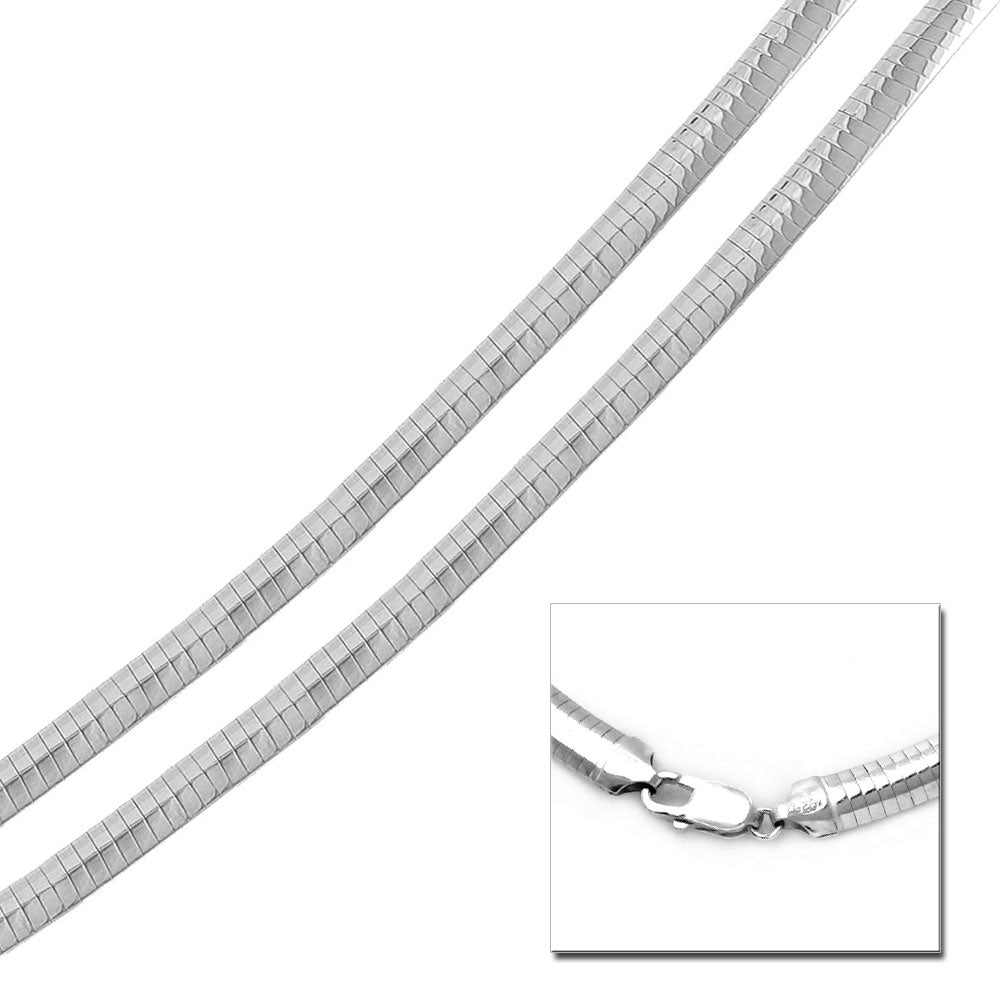 Sterling Silver High Polished Flat 6mm Omega Chainﾠ
