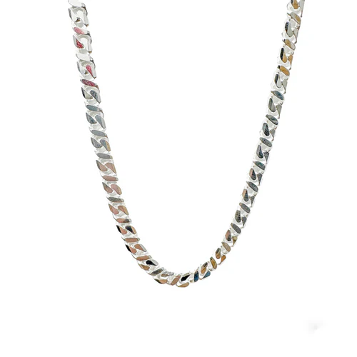 Sterling Silver Dollar Cuban Diamond Cut Chain Width-6.8mm
