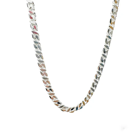 Sterling Silver Dollar Cuban Diamond Cut Chain Width-6.8mm