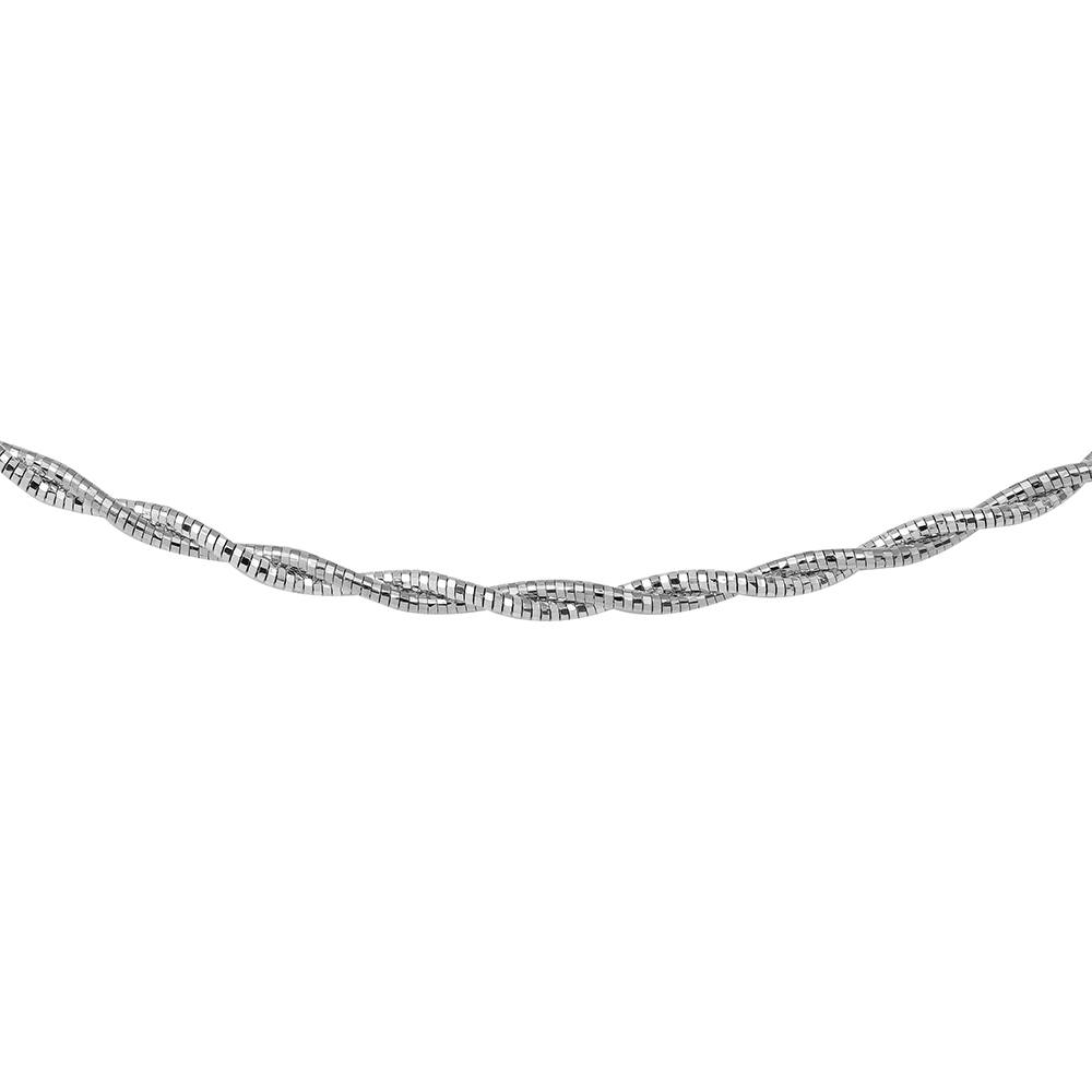 Sterling Silver 2 Toned 2 Layer 16  Omega Spring 180 Chain Rhodium Plated 2.7mm