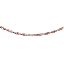 Load image into Gallery viewer, Sterling Silver 2 Toned 2 Layer 16  Omega Spring Chain Rhodium And Rose Gold Plated 2.7mm