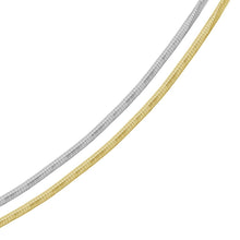 Load image into Gallery viewer, Sterling Silver 2 Toned Reversible Flat Rhodium and Gold Plated Omega Chain 3mm