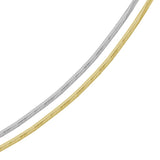 Sterling Silver 2 Toned Reversible Flat Rhodium and Gold Plated Omega Chain 3mm