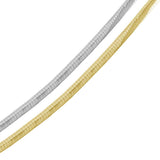 Sterling Silver 2 Toned Reversible Flat Rhodium and Gold Plated Omega Chain 6mm