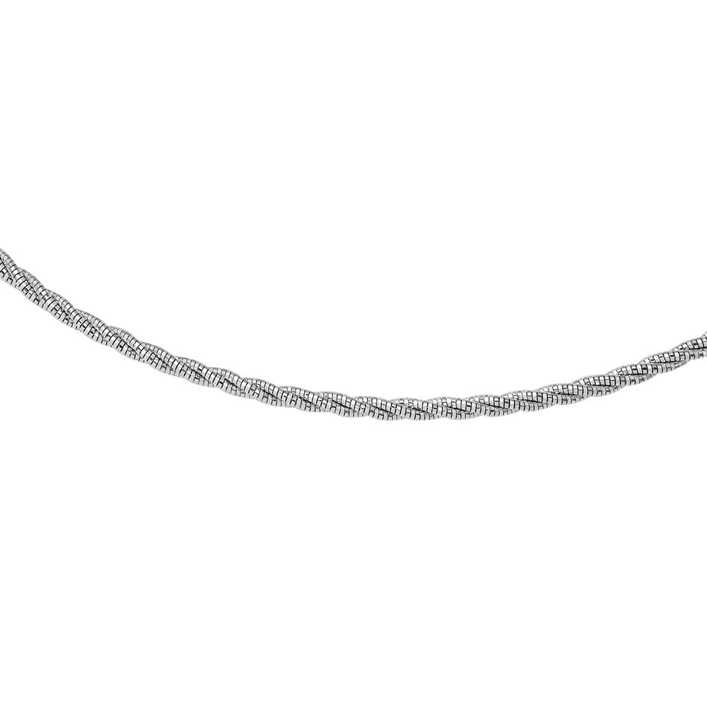 Sterling Silver 3 Layer Twisted 16  Omega Spring Chain Rhodium Plated 3mm
