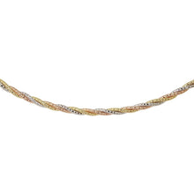 Load image into Gallery viewer, Sterling Silver 3 Layer Twisted 16  Omega Spring Chain 3 Toned Plated 3mm